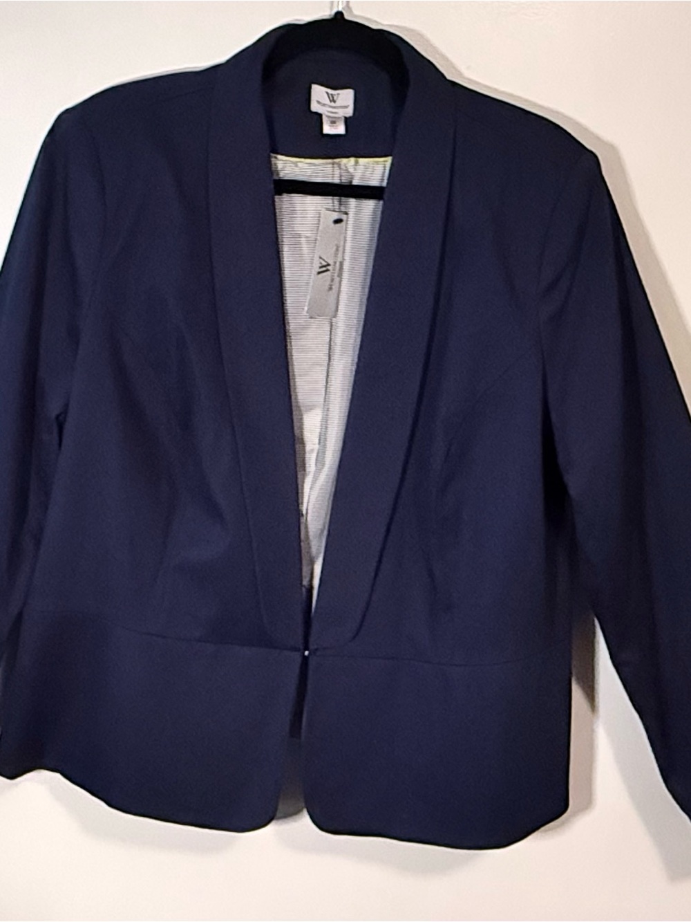 Worthington Navy Open-Front Blazer with Shawl Collar